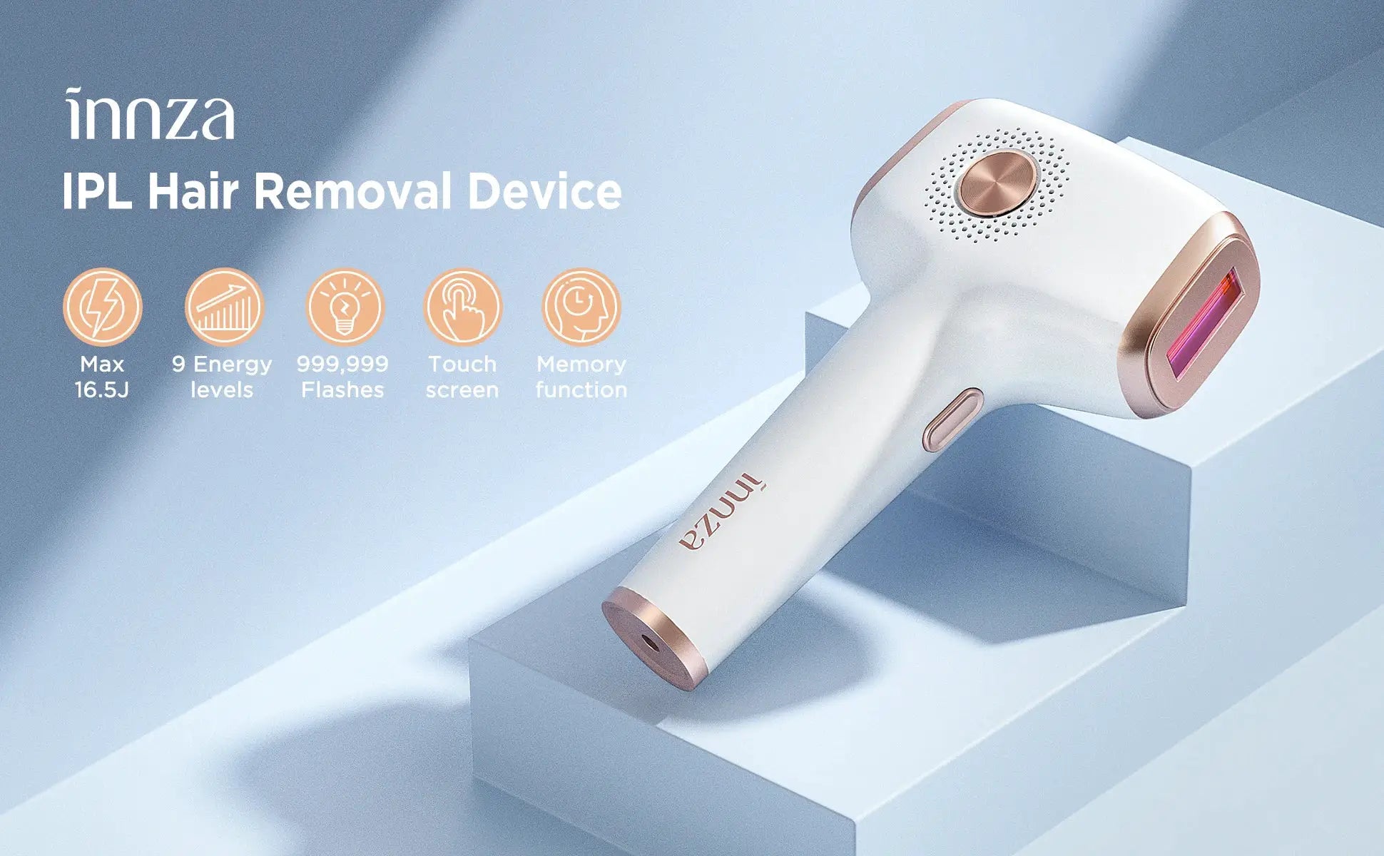 INNZA IPL hair removal device with ice-cooling, white with rose-gold trim by Simples Market