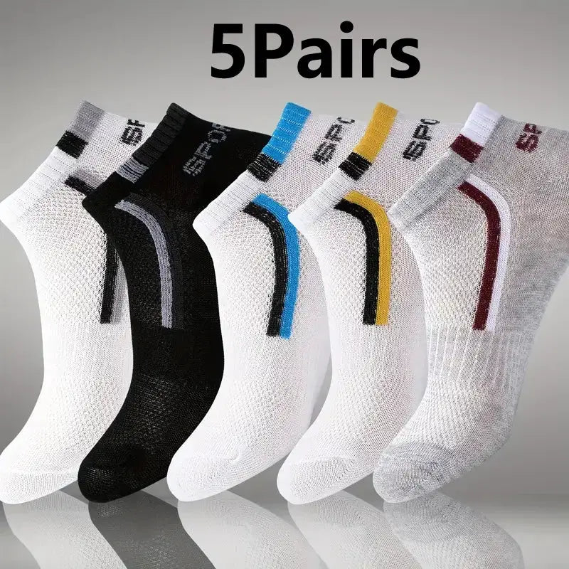 Mens Anti Slip Ankle Boat Socks Five Pairs For Business And Sports Breathable Sweat Resistant Odor Resistant Comfortable