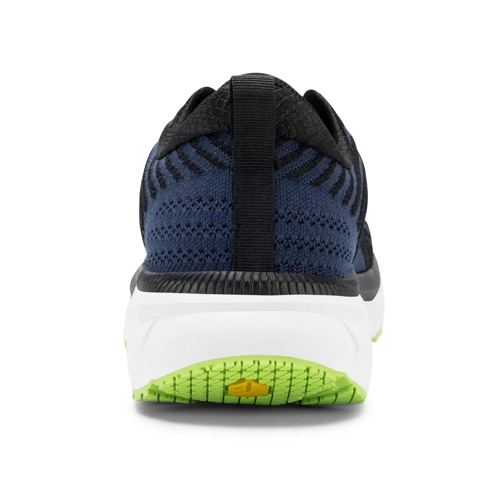 FitVille wide-toe-box men’s running shoe, blue knit upper with lime outsole