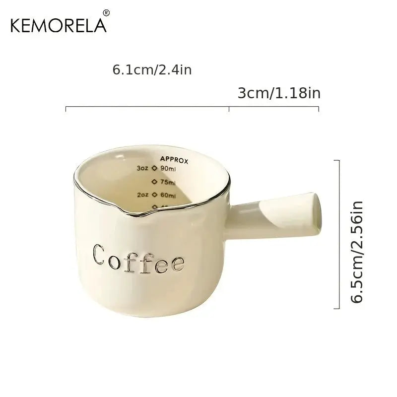 Kemorela 3oz 90ml Ceramic Measuring Cup Espresso Extraction Cup For Milk Frothing With Scale Kitchen Tools