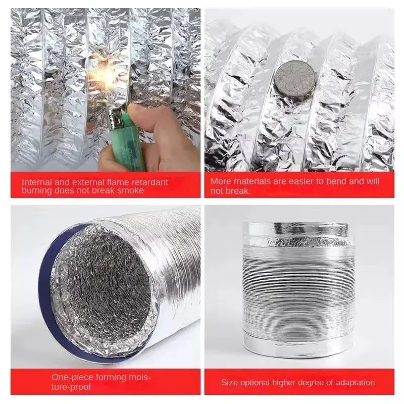 Adjustable Aluminum Foil Telescopic Ventilation Hose 80mm To 200mm For Kitchen And Bathroom Exhaust Fans