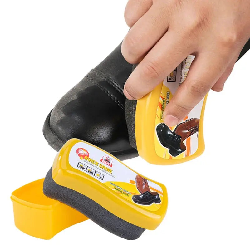 Simples Market shoe shine sponge set, two yellow sponges with black foam for leather boots and shoes