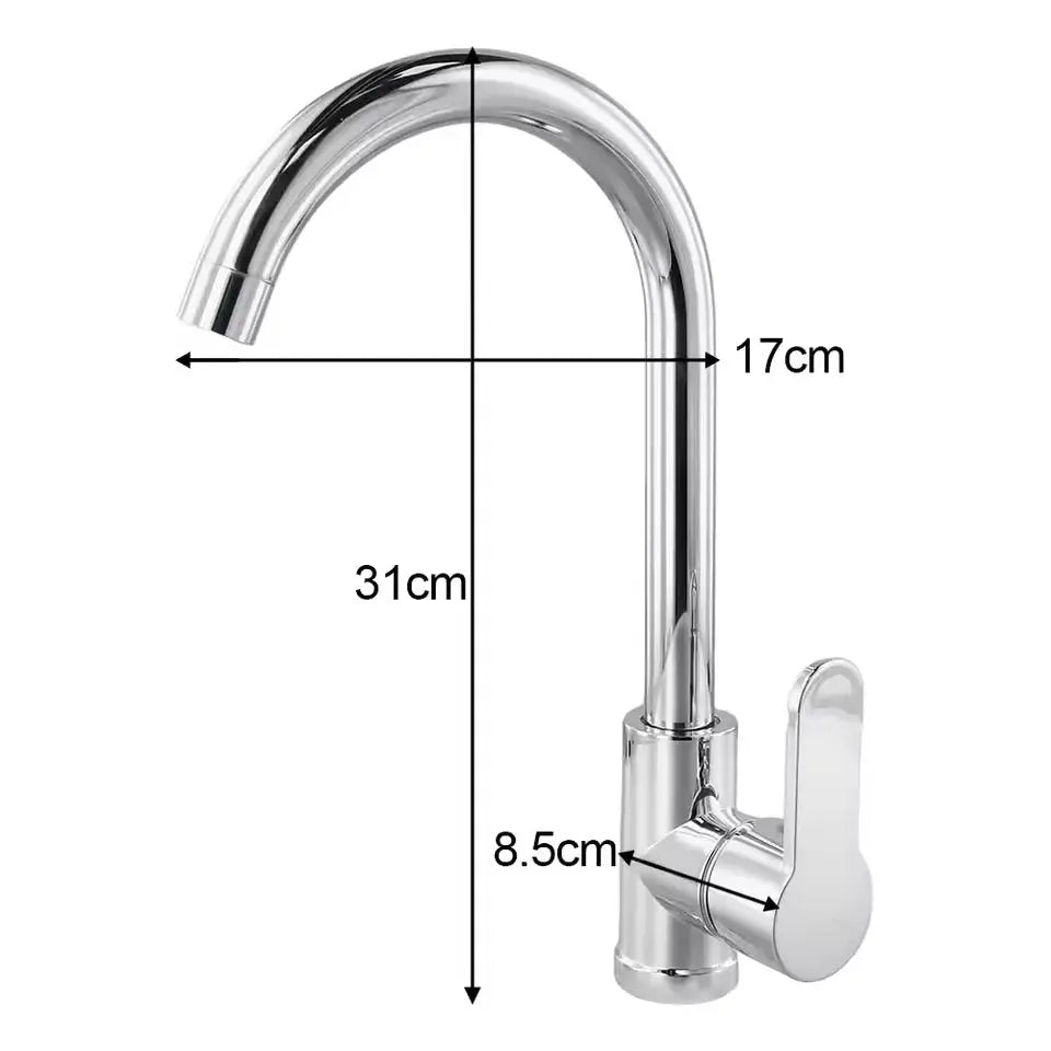 Kitchen faucet Simples Market chrome gooseneck with hot and cold water