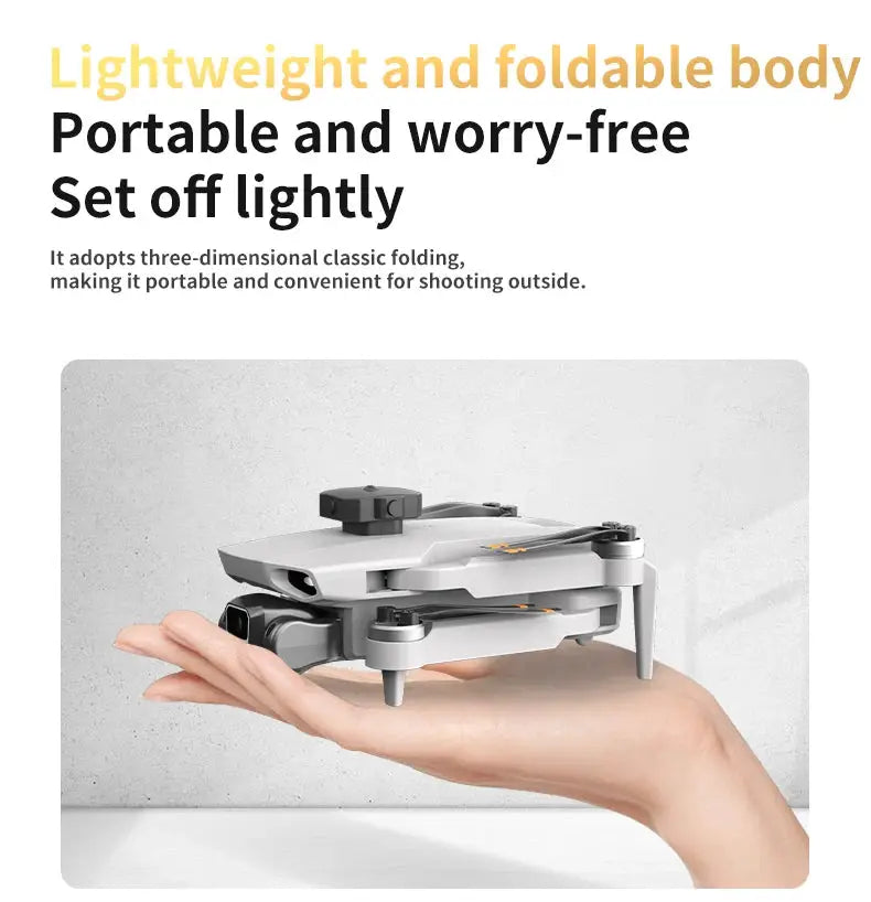 L106-1PRO GPS professional foldable quadcopter in gray on a hand, Simples Market