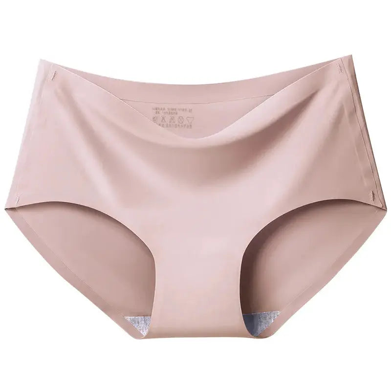 Seamless nude women's panties with a smooth silk satin finish