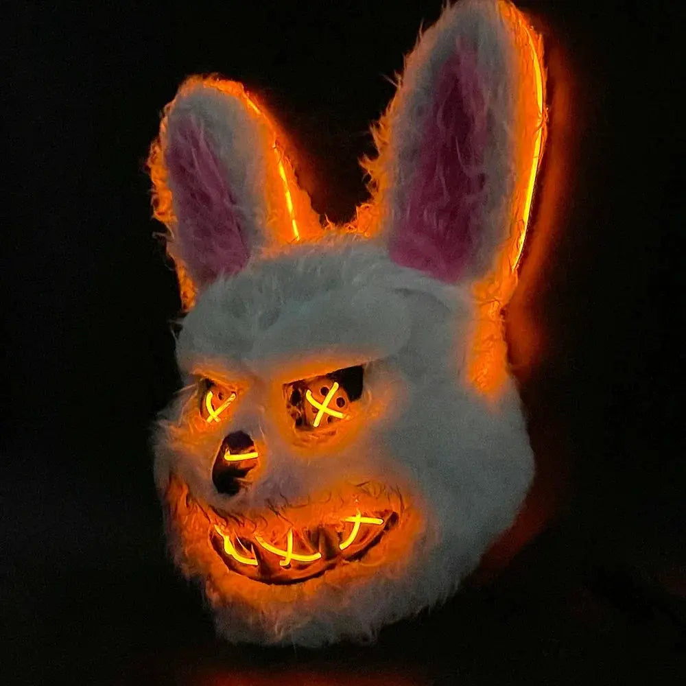 LED Light Halloween Cosplay Full Face Mask Horror Cartoon Rabbit Bear