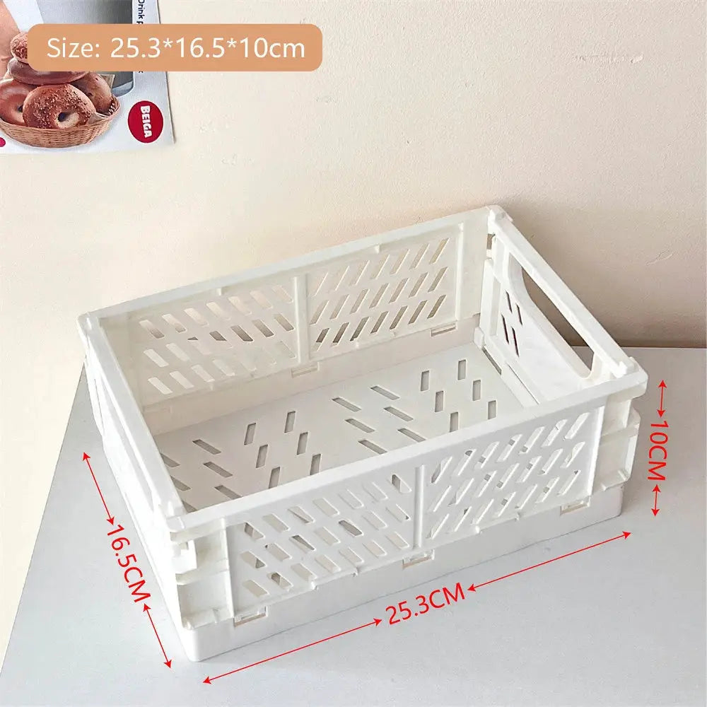 Collapsible Plastic Folding Storage Box Basket Desk Organizer For Home School Office Cosmetic And Accessories