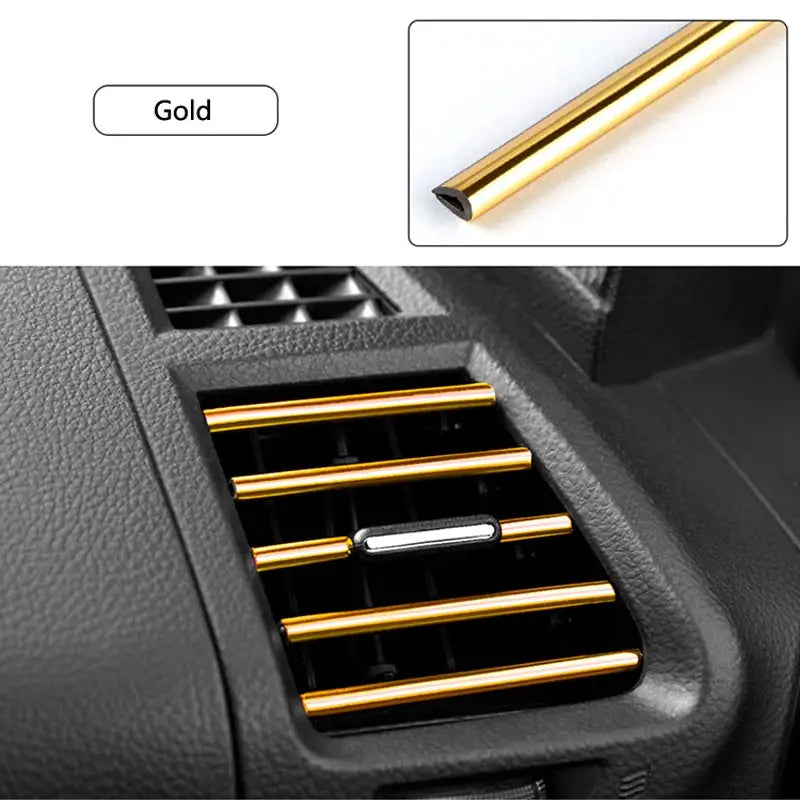 10-piece gold U-shaped decorative air vent strips for car interior grille