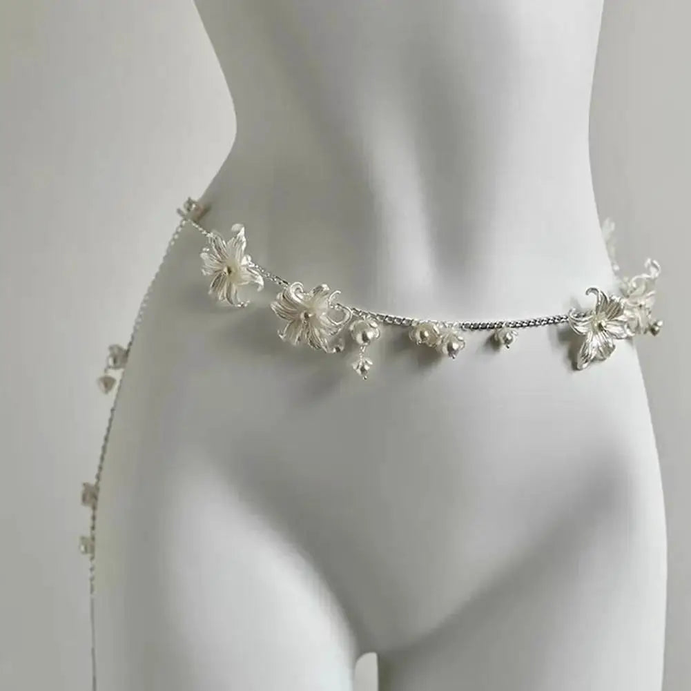 Y2K Retro Multilayer Pearl Waist Chain Belt For Women Lightweight Elegant Body Jewelry Accessory