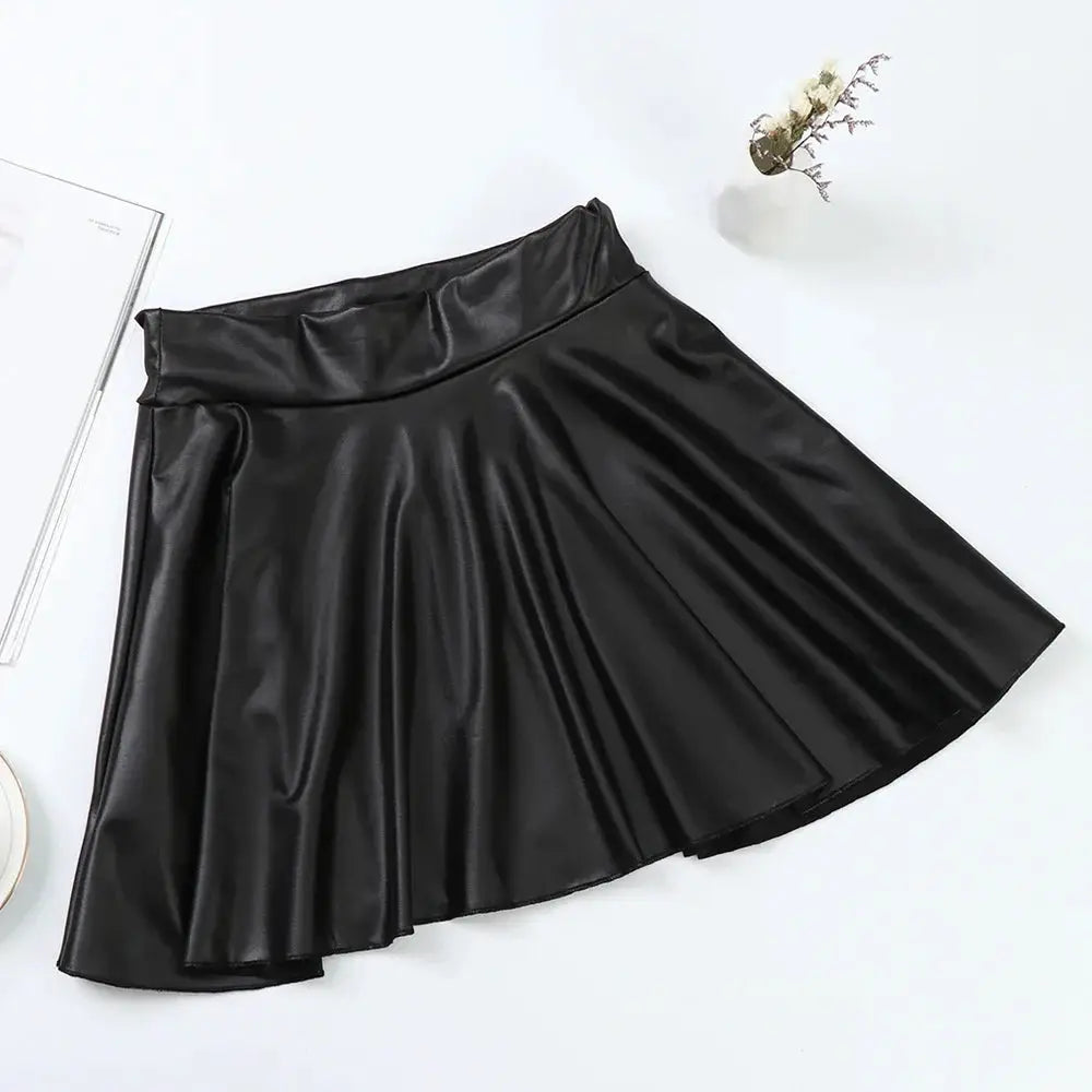High Waist Faux Leather Textured A Line Mini Skirt For Women Slim Fit Versatile Fashion