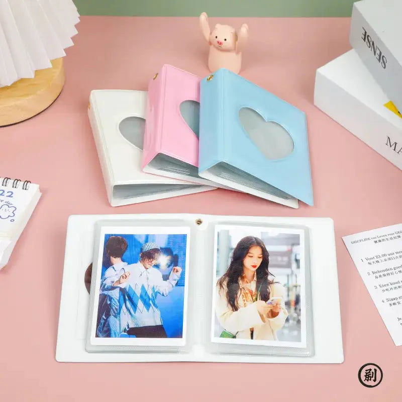 1 Piece 3 Inch Photocard Holder Heart Hollow Photo Album With 32 Pockets Card Binder For Mini Idol Pictures Storage Case