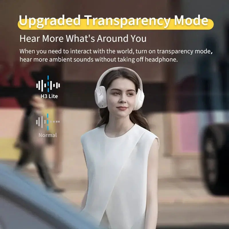 QCY H3 Lite ANC over-ear headphones, white, wireless Bluetooth 5.3 with dual connect, foldable HiFi sound