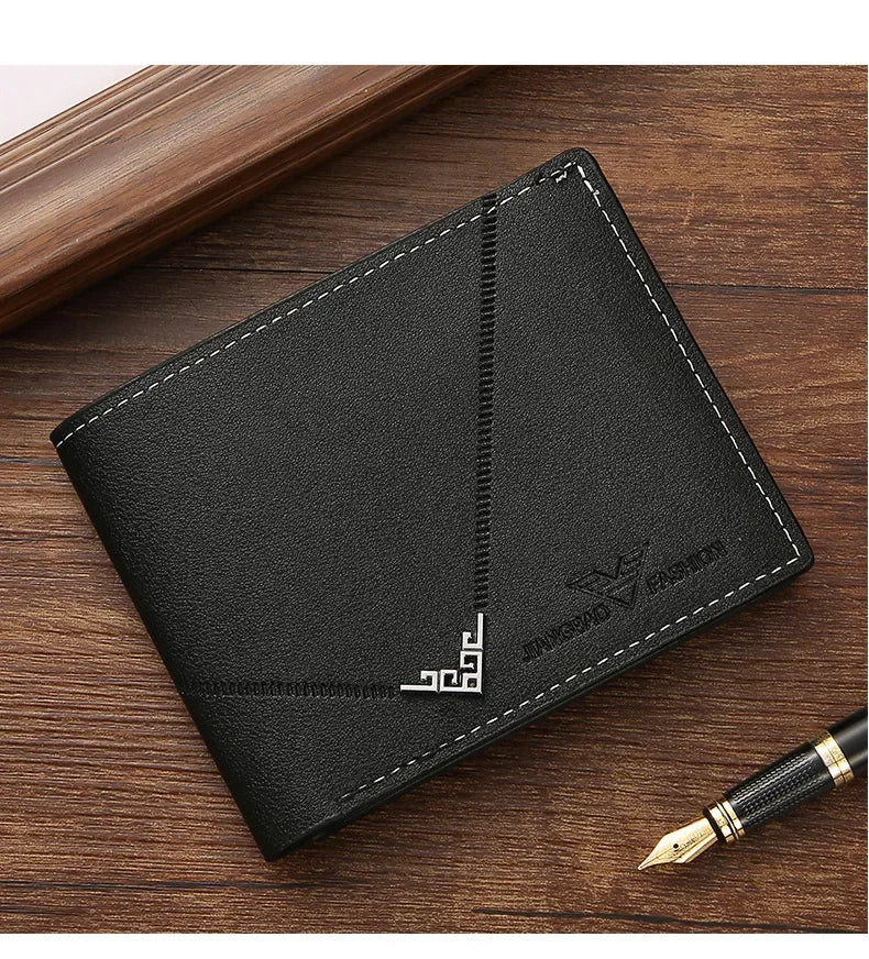 Simples Market black leather slim bifold front-pocket wallet for men with RFID blocking, minimalist design