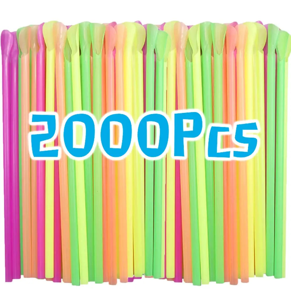 Color Spoon Straws Bulk 50 to 2000 Pcs for Milkshakes Smoothies Drinks Party Bar Supplies Wholesale
