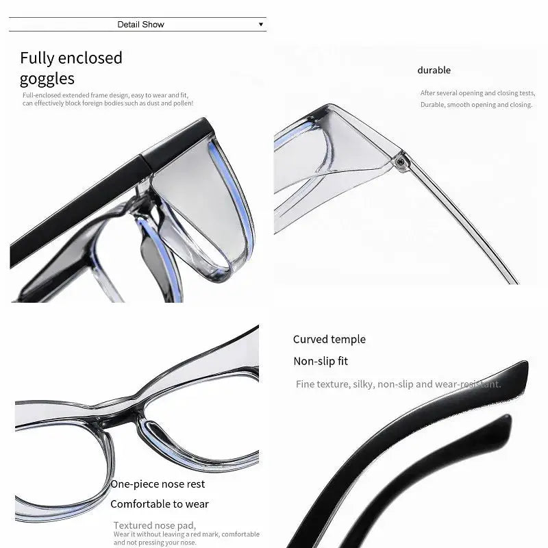 ClearView Safety Glasses With Anti Fog Blue Light Blocking Scratch Resistant Square Frame For Men And Women Nurses