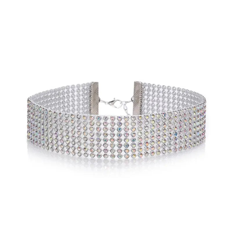 Top Quality Rhinestone Choker Necklace Shiny Punk Hip Hop Style For Women Party Gift Korean Jewelry