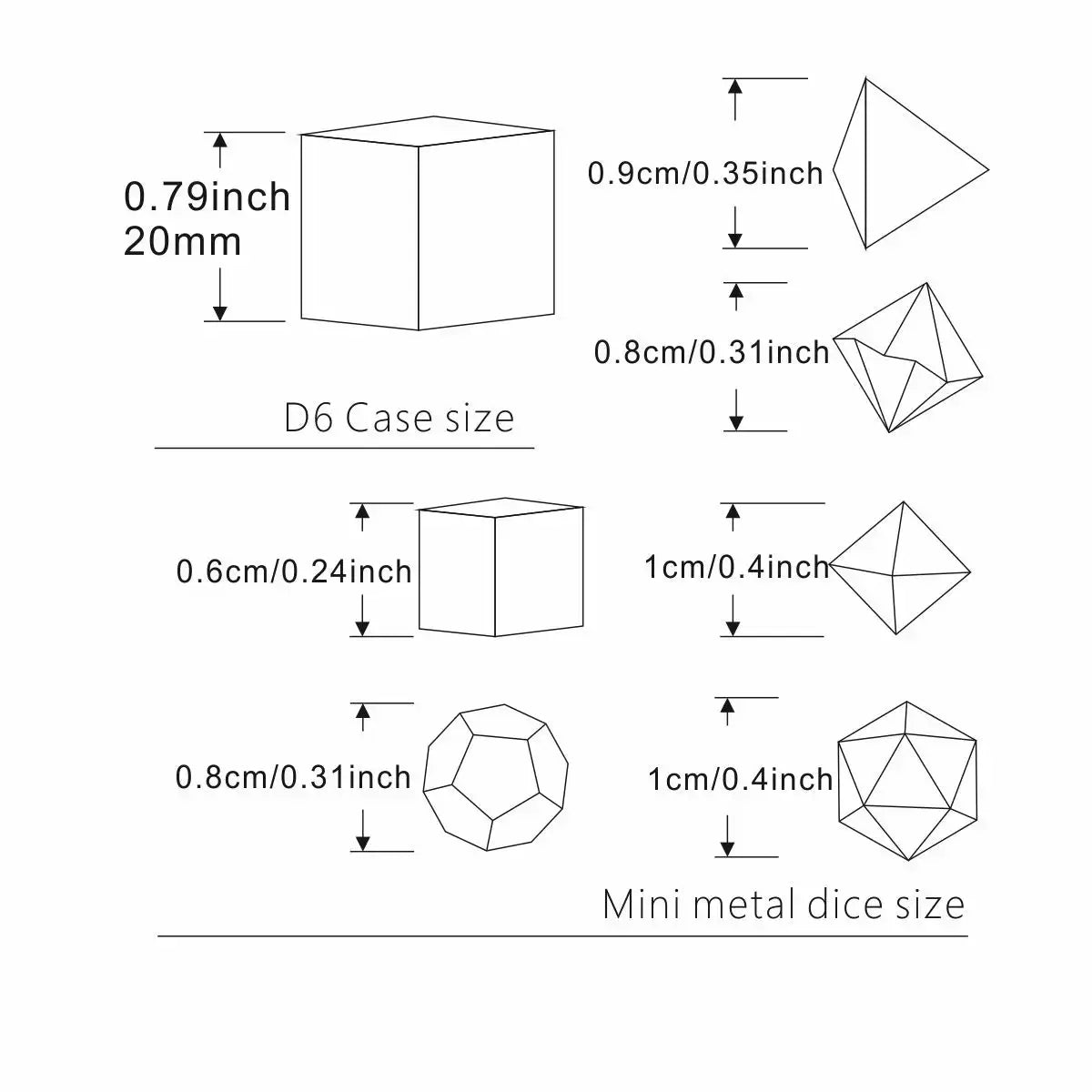 D6 Metal Case Seven Piece Metal Dice Set Portable Board Game Mini Kit Gamer Accessories