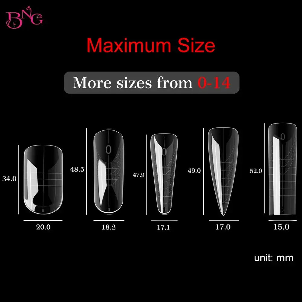 Wide Size Dual Form Nail Molds For Quick Build UV Gel Extensions Square Coffin Almond Shapes