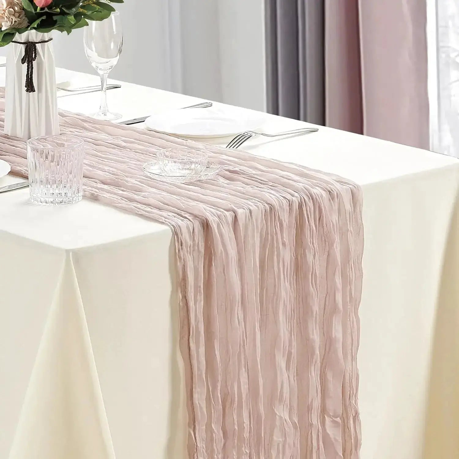 Set Of 10 Dusty Blue Cheesecloth Table Runners 40x270 Cm Boho Gauze Rustic Sheer For Wedding Bridal Shower Banquet