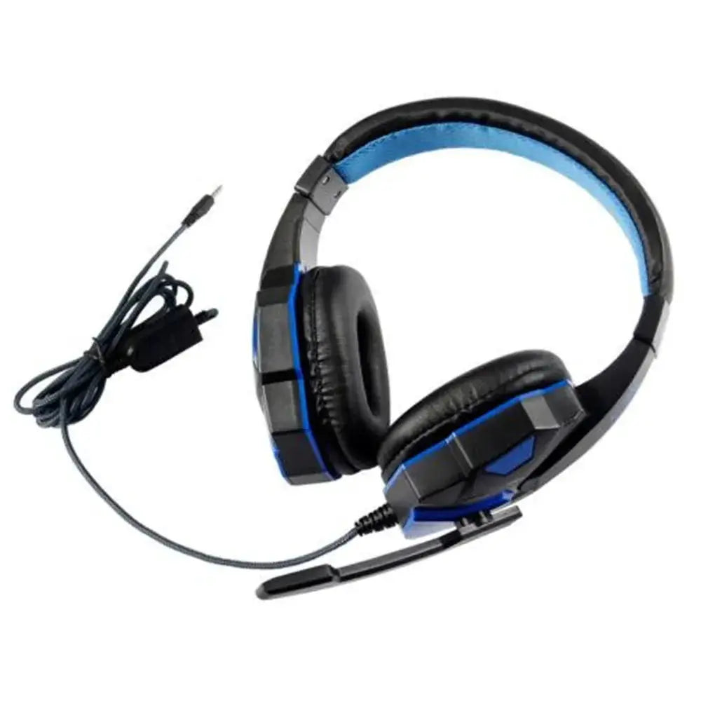 Simples Market wired gaming headset with microphone, black with blue accents