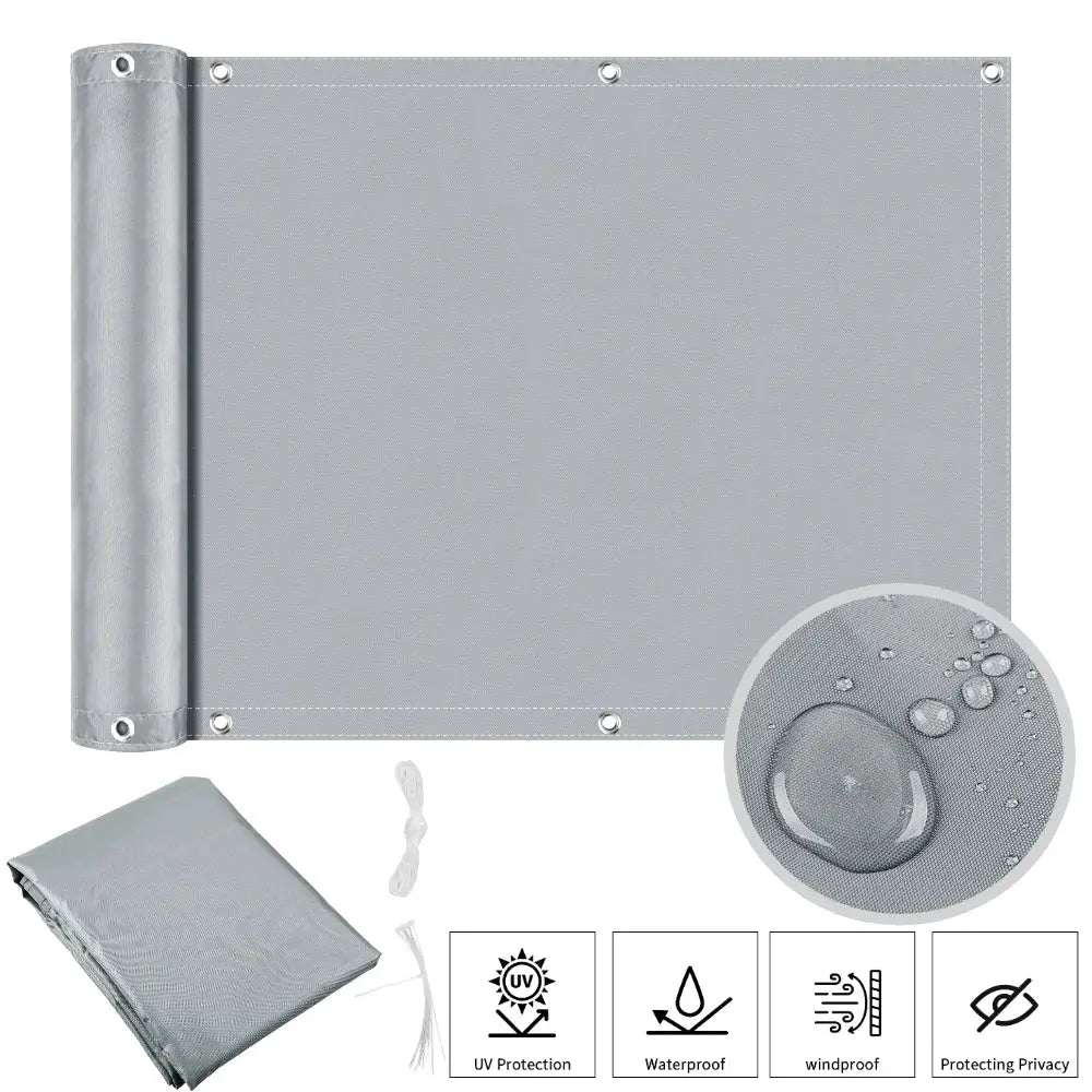 Simples Market gray waterproof sun shade cloth with grommets for patio or balcony; includes rope