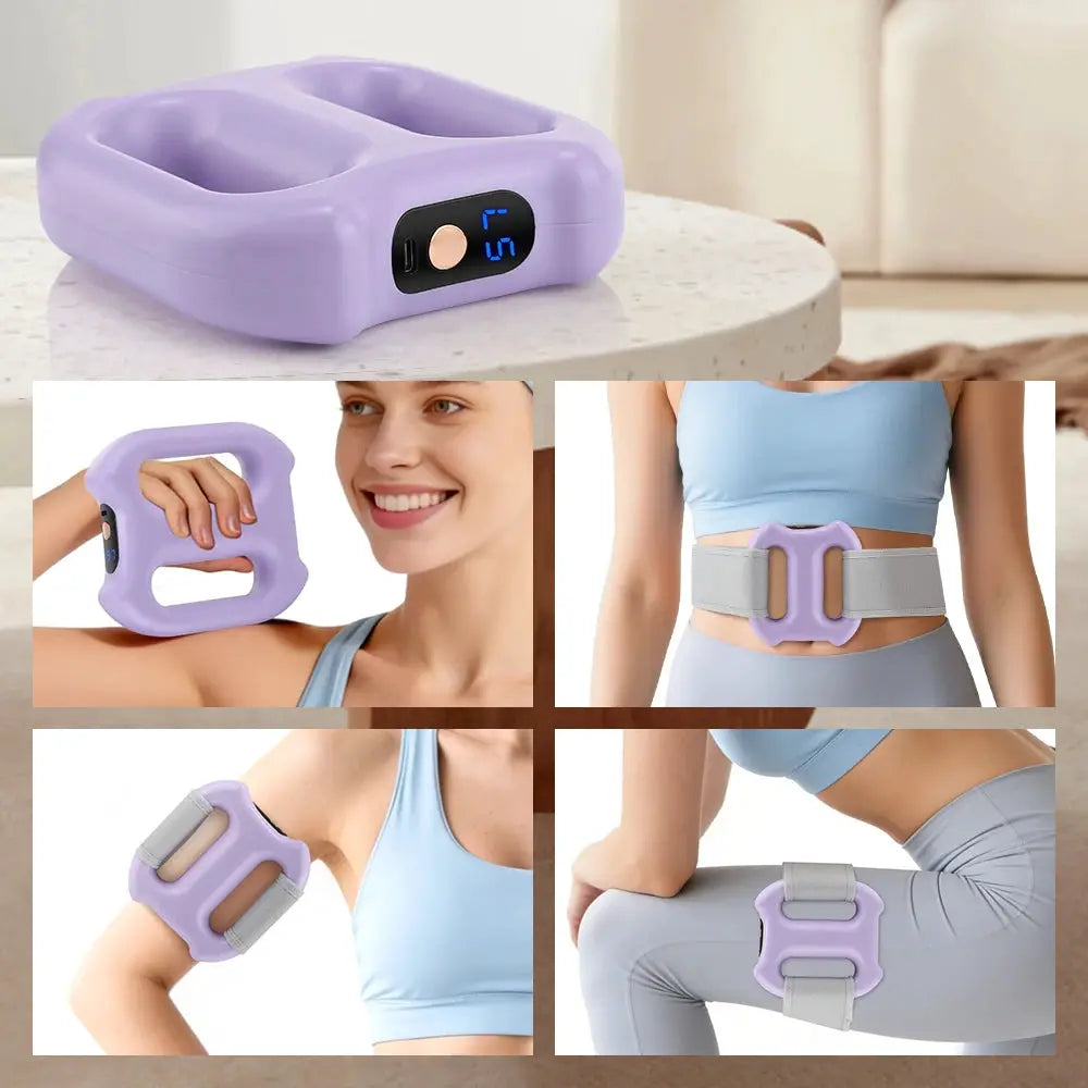 Portable dual-ring fascia massager with belt in lavender by Simples Market for muscle relief and fat loss.
