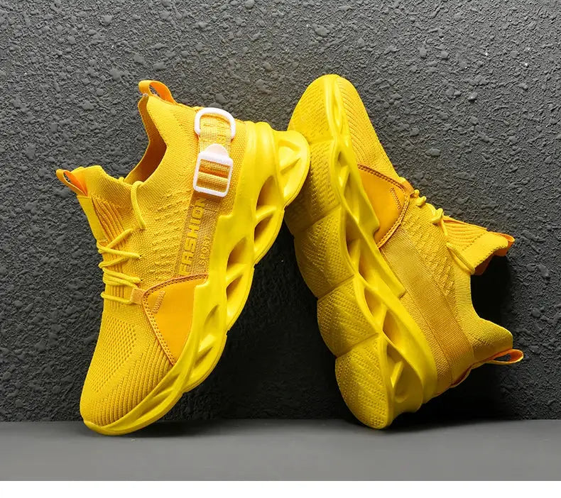 Sneakers Simples Market yellow mesh breathable sneakers with thick sole; unisex casual athletic shoes for everyday wear