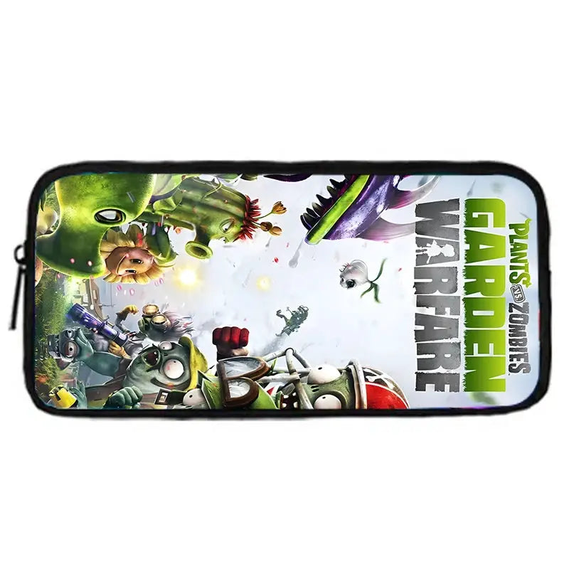 Pencil case with Plants vs Zombies graphic for kids; school supplies bag