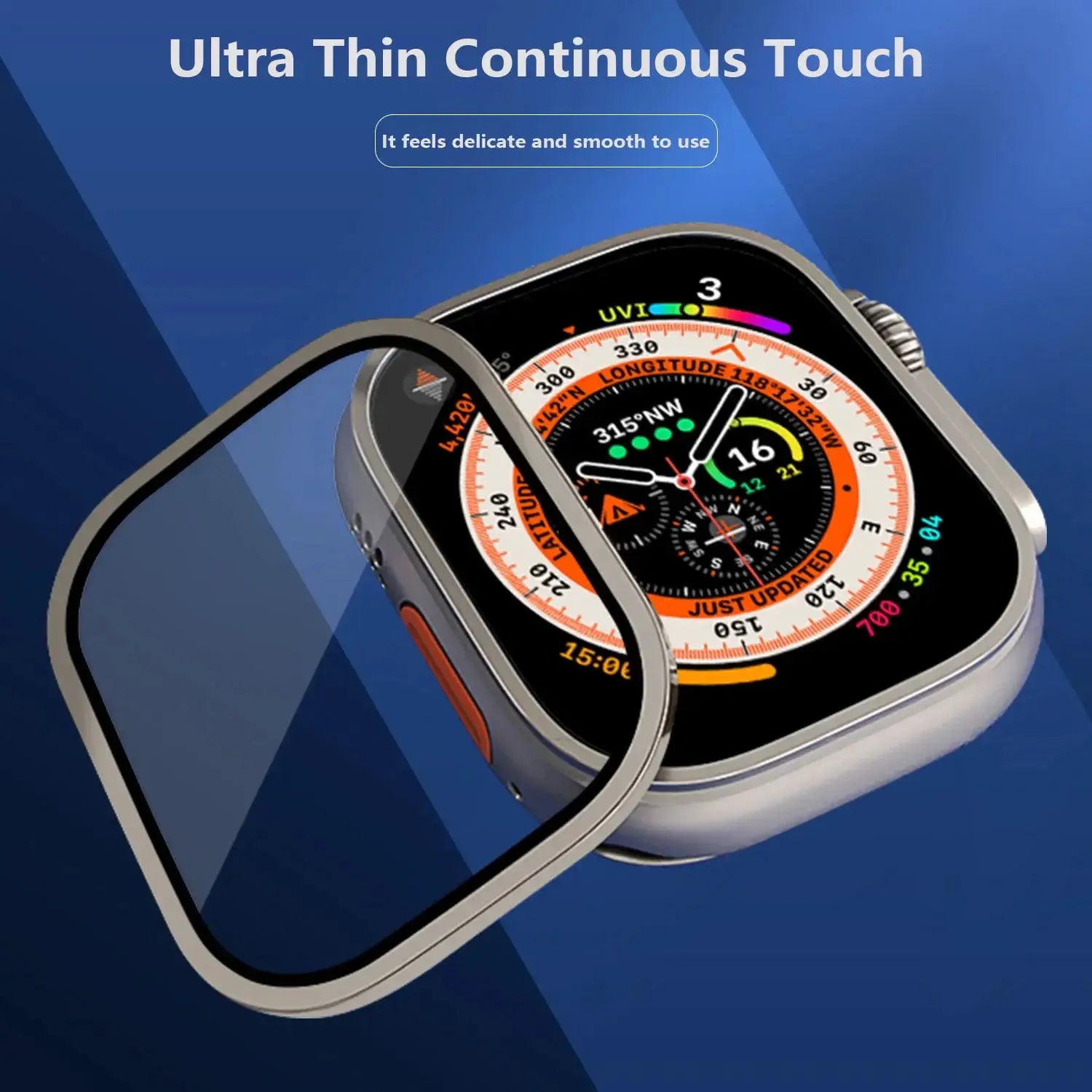 Aluminium Alloy Case+Tempered Glass for Apple Watch Ultra 2 49mm Anti-Scratch Screen Protector for iWatch Ultra 49mm Cover Film