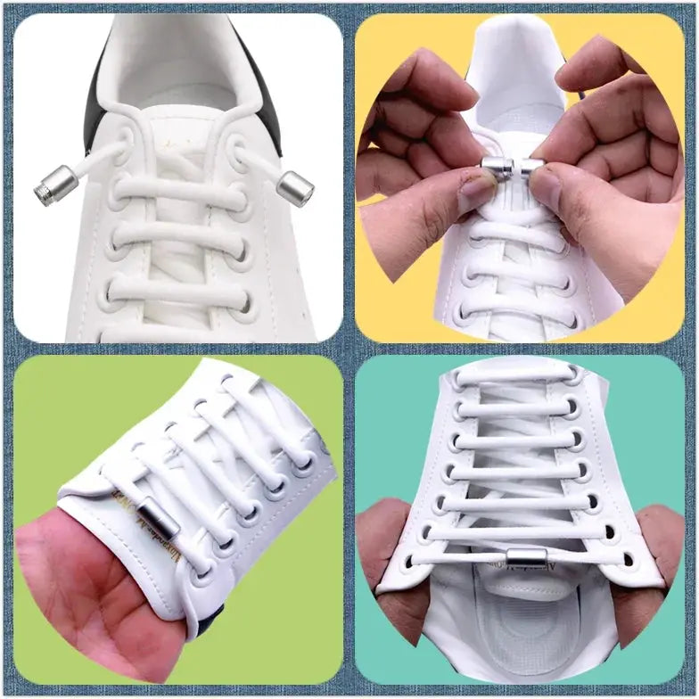 Elastic No Tie Shoelaces For All Shoes One Pair Kids And Adults Quick Lacing Flat Sneakers