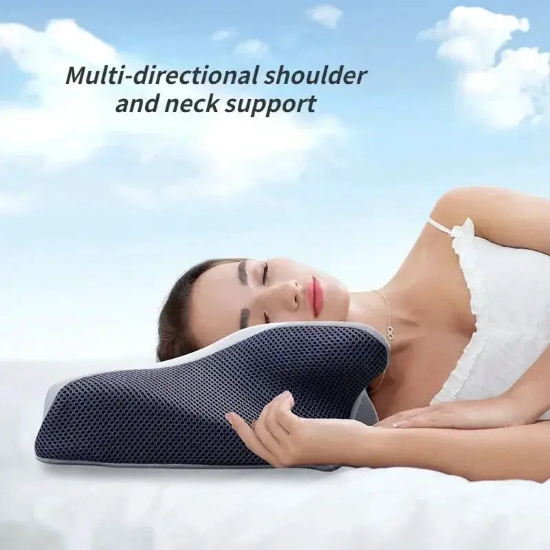 Cervical butterfly-shaped neck pillowcase by Simples Market, navy blue, soft and breathable cover