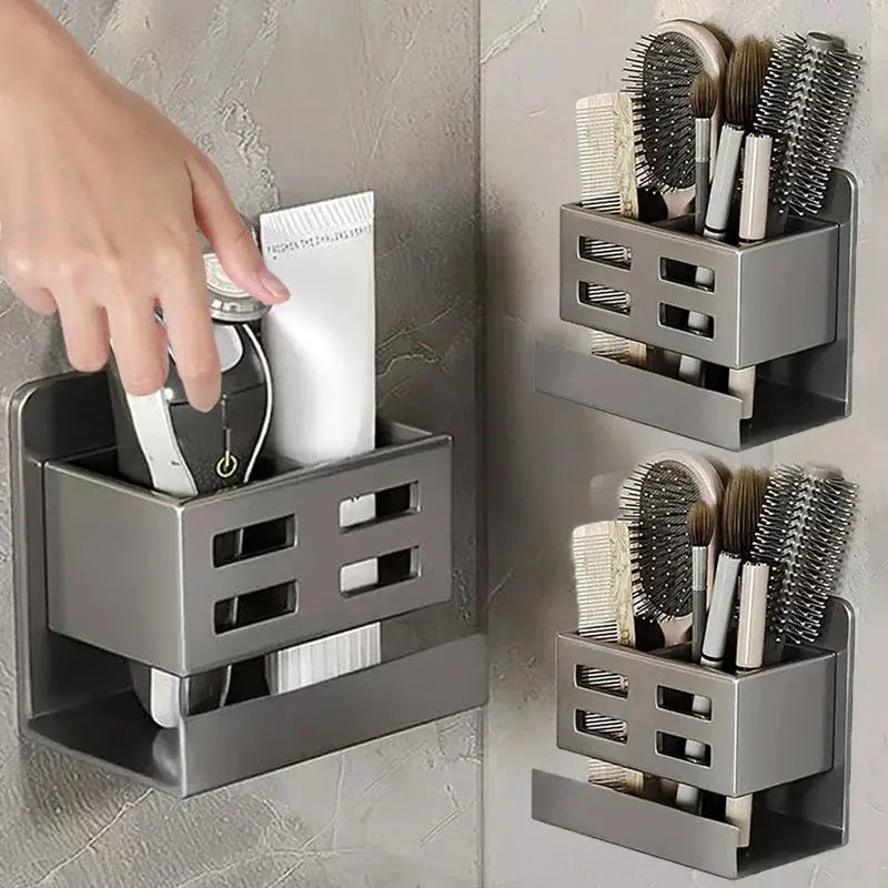 AquaGuard Hole Free Multifunctional Washbasin Storage Rack Wall Mounted Bathroom Organizer for Tubes Toothbrushes Razors