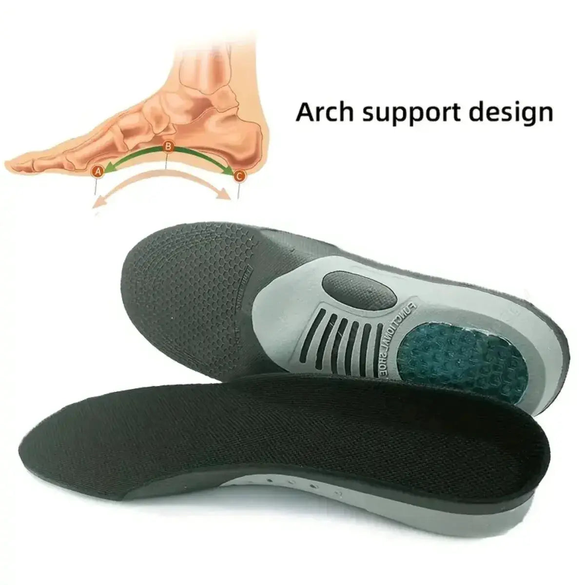 StrideSure Orthopedic Insoles For Flat Feet And Plantar Fasciitis With Breathable Bamboo Fiber And Shock Absorption