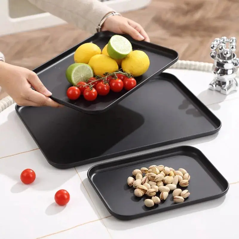 Heavy Duty Black Rectangular Serving Tray Non Slip Surface Grade