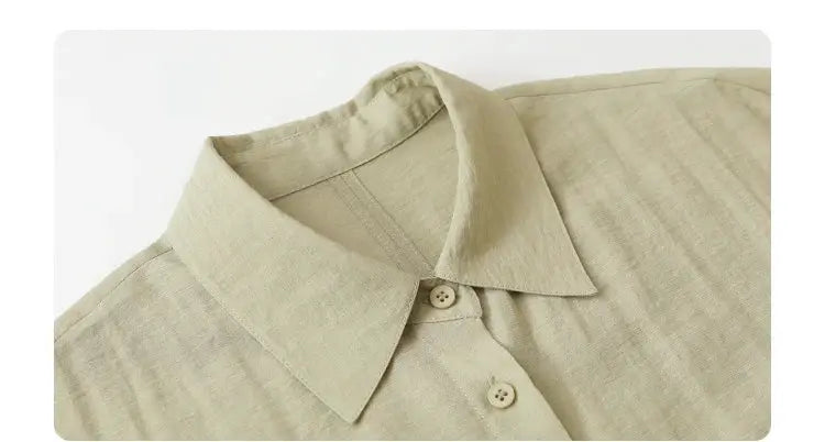 CHIC VEN women's beige linen-like long sleeve shirt by Simples Market
