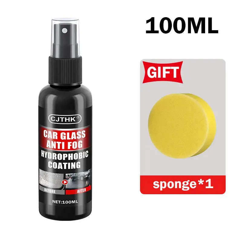 Black car glass anti-fog hydrophobic coating spray 100ml CJTHK; includes gift sponge