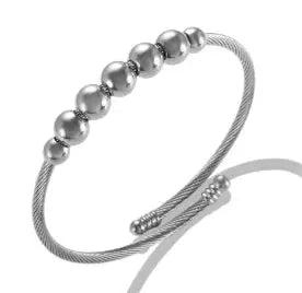 Geometric Stainless Steel Cuff Bracelet For Women With Adjustable Fit And Gold Color Plating