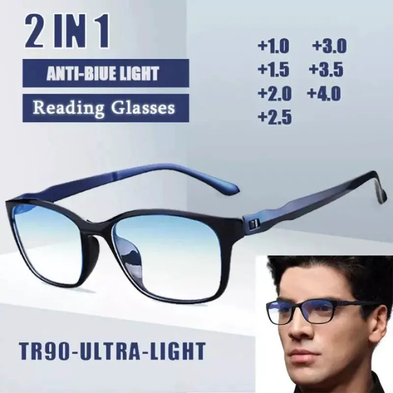 FG New Reading Glasses Anti Blue Light Presbyopic For Fatigue Free Reading And Computer Use Unisex Rectangular Frames
