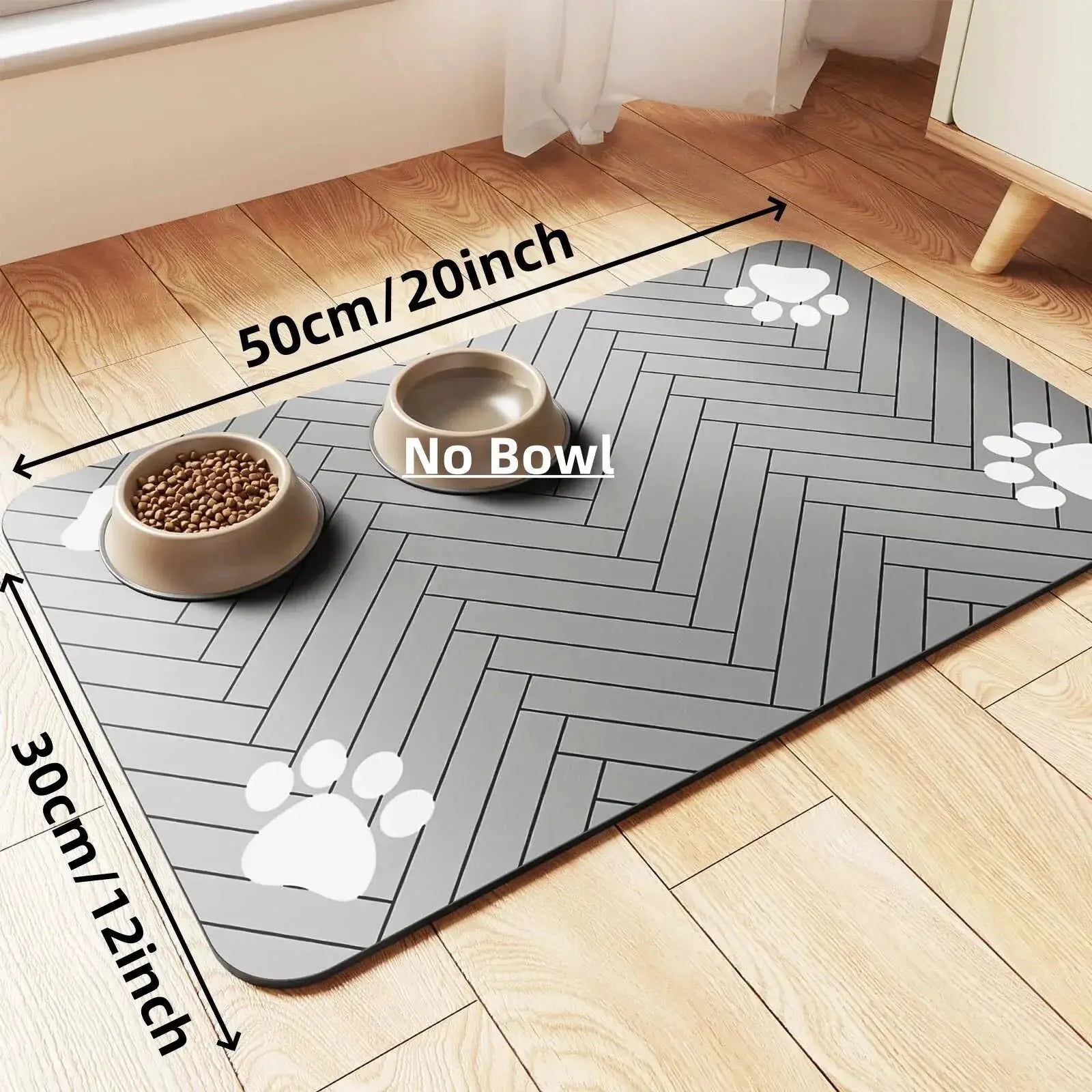 Absorbent Pet Feeding Mat With Waterproof Rubber Backing Non Slip For Dog And Cat Food And Water Bowls Quick Dry