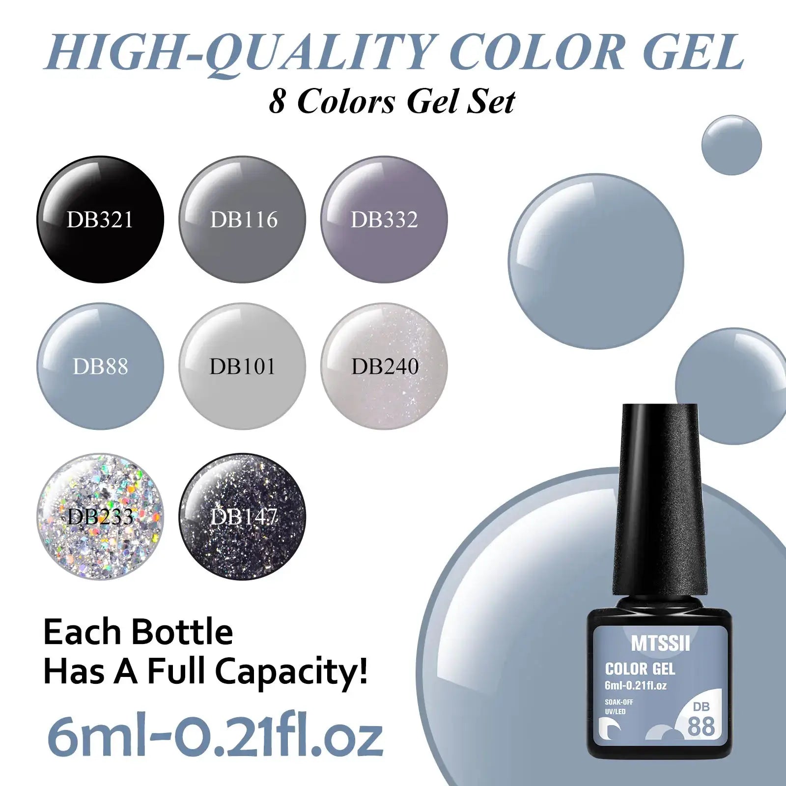 Gel nail polish set, 8-color autumn shades with glitter toppers, soak-off UV gel by Simples Market