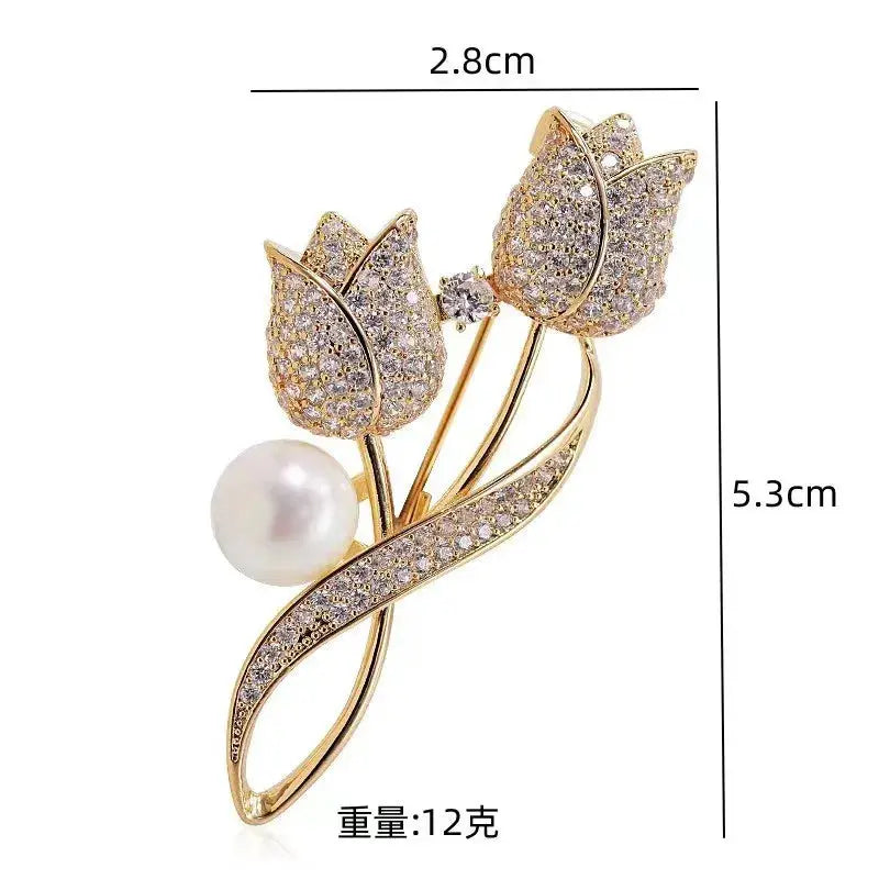 Elegant Tulip Flower Brooch Chest Pin For Women Coats Autumn Winter Fashion Gift 4858