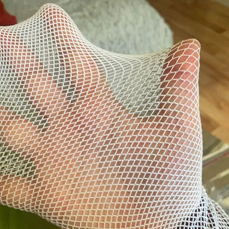 Aurora Couture White High Waist Fishnet Stockings With Breathable Nylon Mesh For Cosplay And Everyday Wear