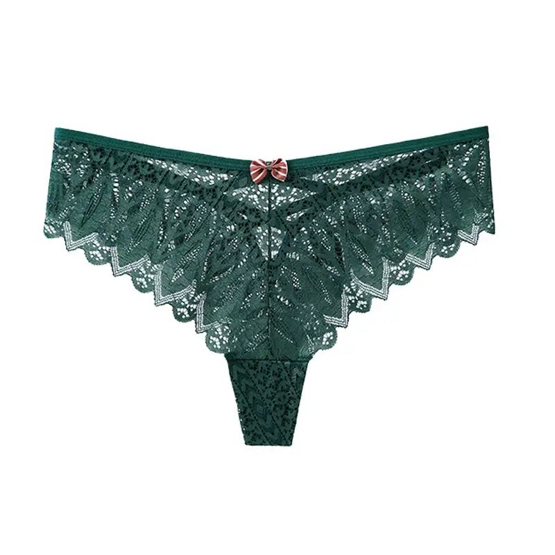 LaceLuxe Women Breathable Lace Panties Briefs Comfortable Nylon Spandex Blend With Hollow Bowknot Design