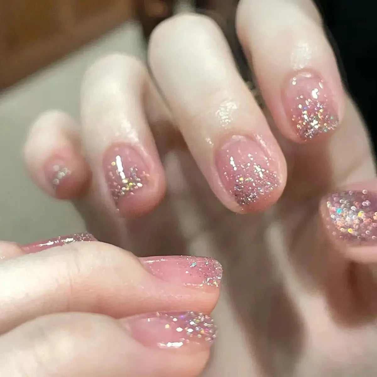 LuxeNail Blush Pink False Nails Bowknot Diamond Pearl Design Press On Nail Tips Harmless Smooth Edge Safe DIY Mani