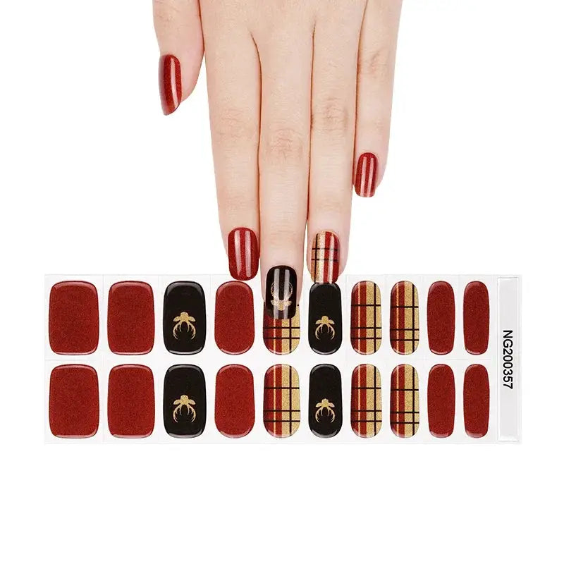 NailLux Semi Cured Nail Wraps For 16 To 20 Tips Easy Full Cover Adhesive Press On Nails Gel Finish UV LED Compatible