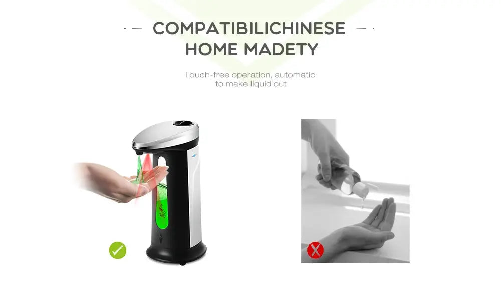 Automatic soap dispenser by Simples Market, black and silver ABS, 400ml, touchless sensor
