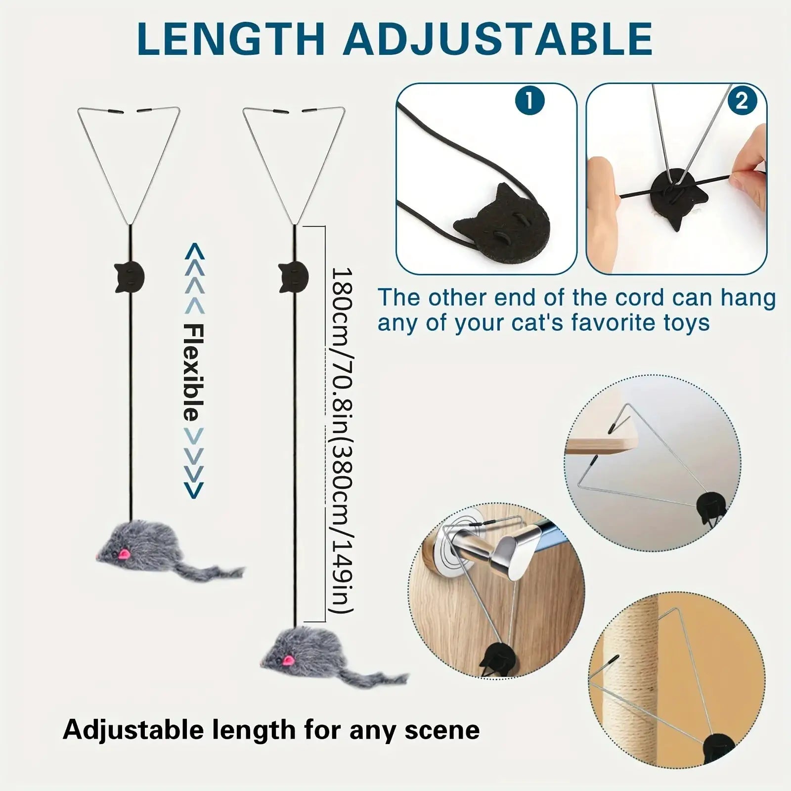 Door Hanging Cat Toy Stress Relief For Living Room Interactive Kitten Toy Easy Install