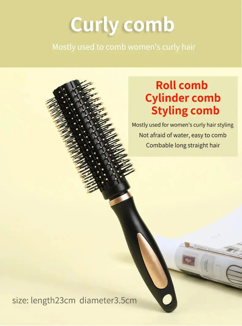 Air bag anti-static plastic massage hair brush by Simples Market, black with gold accents, 23 cm