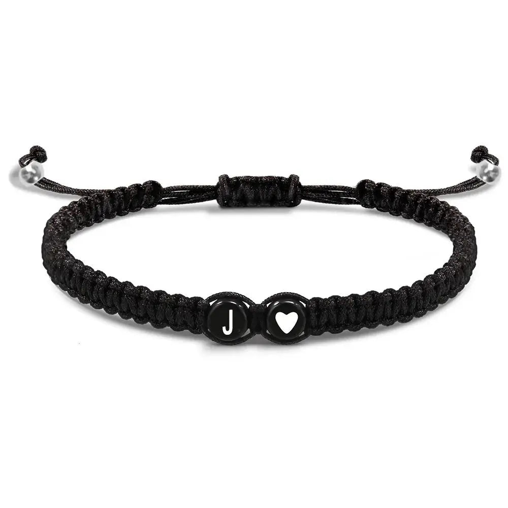 Unisex Initial Heart Bracelet Adjustable Braided Rope Jewelry A To Z Letters Personalized Name Gift For Women Men