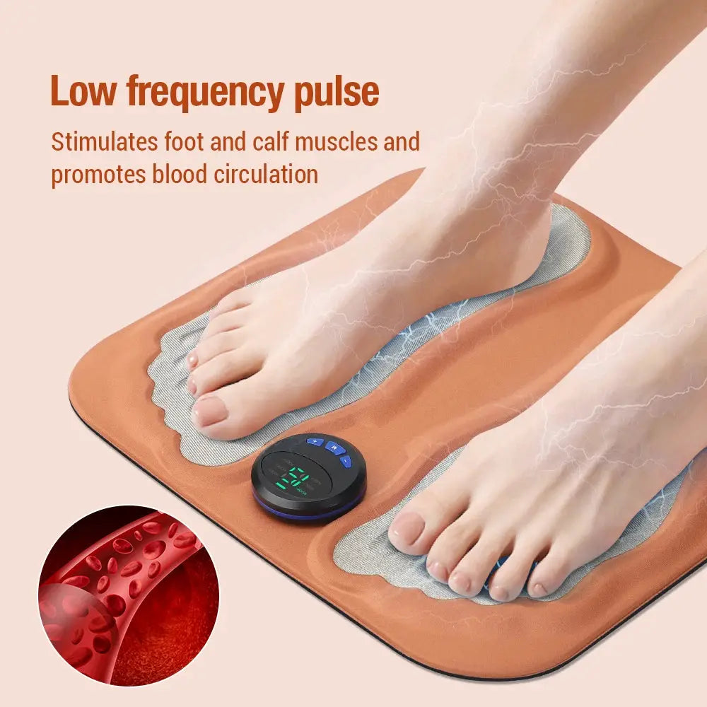Simples Market 3D Smart Foot Massage Pad for feet with digital control dial on an orange-brown mat